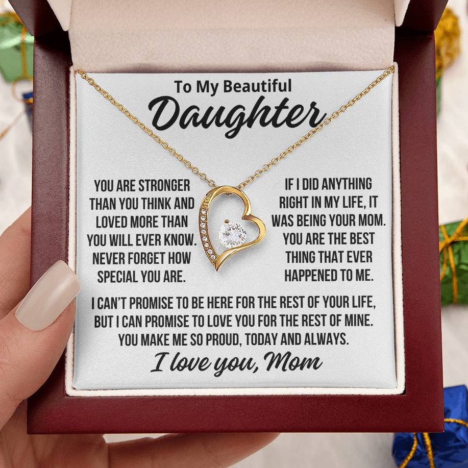 To My Daughter From Mom "Loved More Than You Know..." Zirconia Necklace