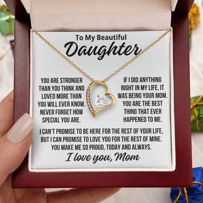 To My Daughter From Mom "Loved More Than You Know..." Zirconia Necklace