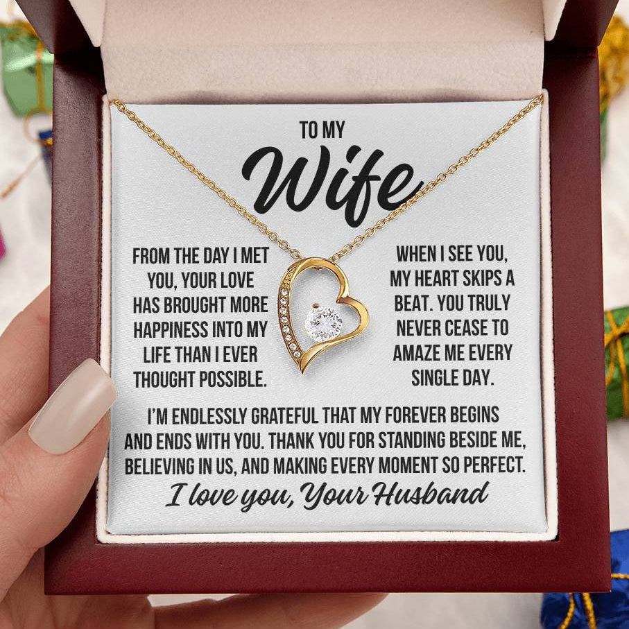 To My Wife  "Endlessly Grateful..." Zirconia Necklace