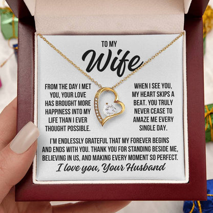 To My Wife  "Endlessly Grateful..." Zirconia Necklace