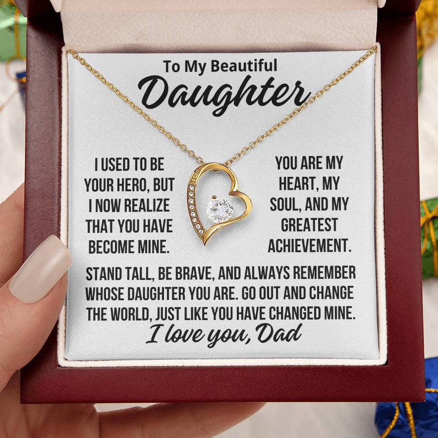 To My Daughter From Dad 'You Are My Hero.." Zirconia Necklace