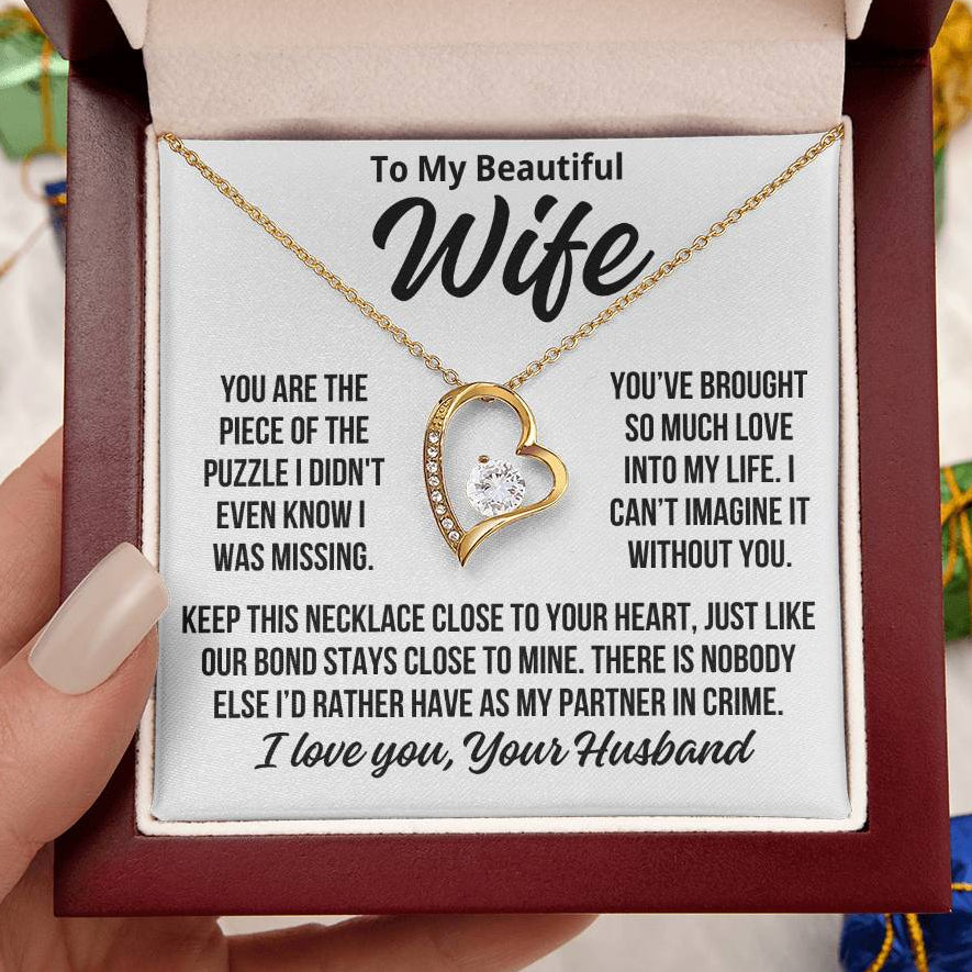 To My Wife "The Missing Piece Of The Puzzle..." Zirconia Necklace