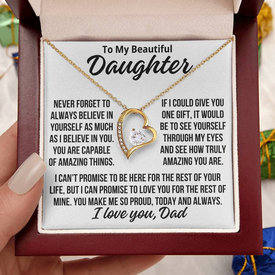 To My Daughter From Dad "You Make Me So Proud..." Zirconia Necklace