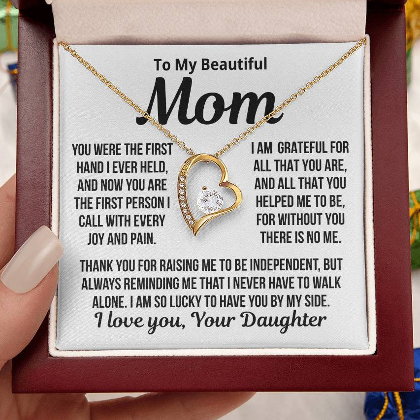 To My Mom "Grateful For All That You Are..." Zirconia Necklace