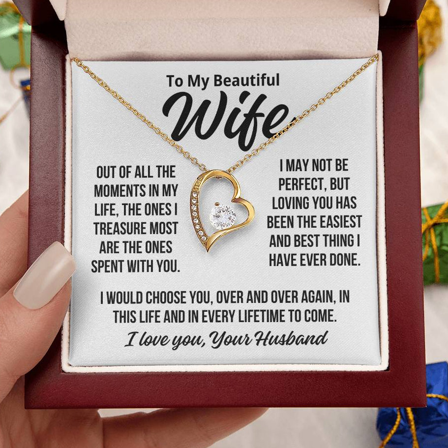 To My Wife "Loving You Is Easy.." Zirconia Necklace