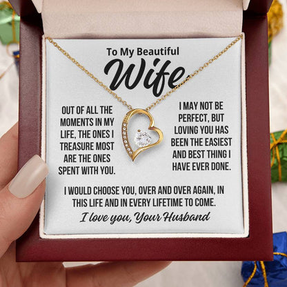 To My Wife "Loving You Is Easy.." Zirconia Necklace