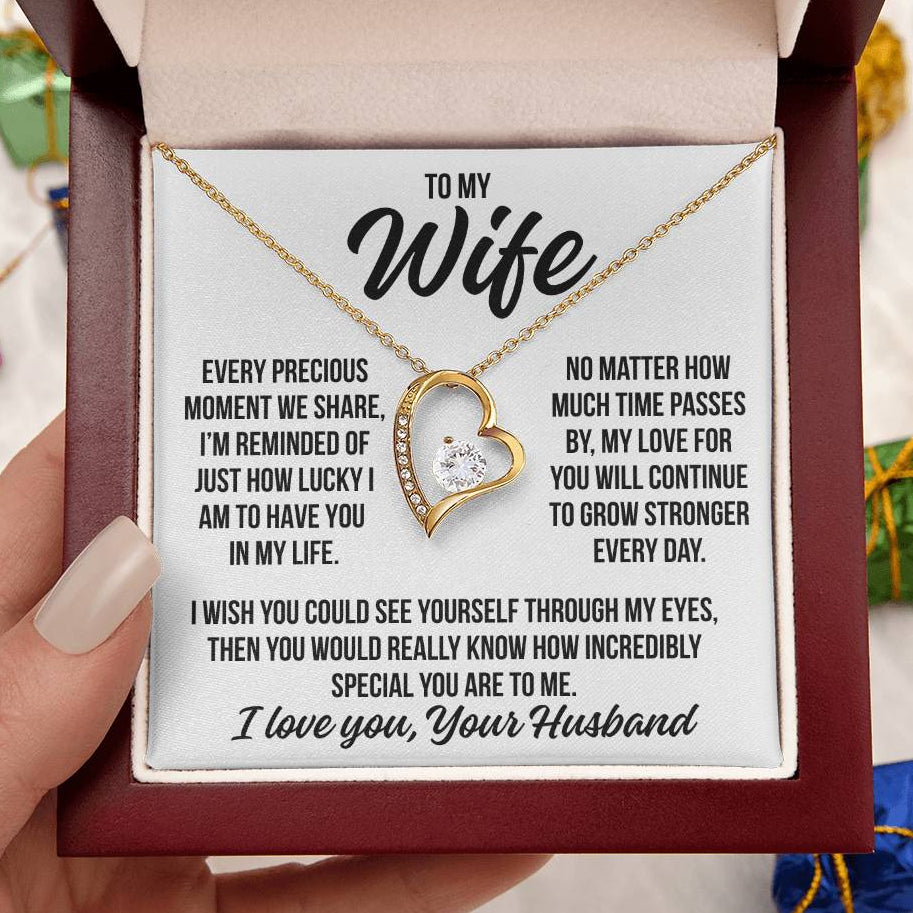 To My Wife  "My Love For You Will Only Grow Stronger...". Zirconia Necklace