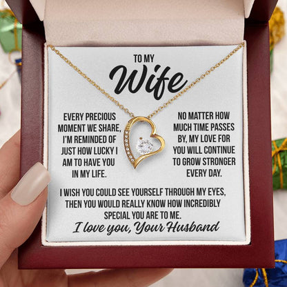 To My Wife  "My Love For You Will Only Grow Stronger...". Zirconia Necklace