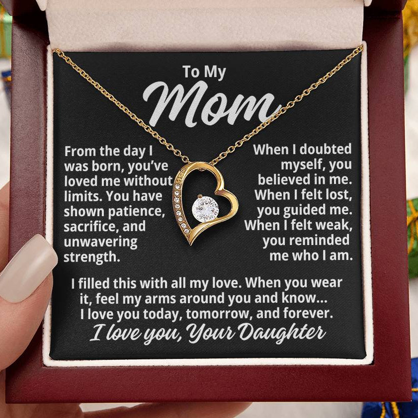 To My Mom "Loved Without Limits..." Zirconia Necklace
