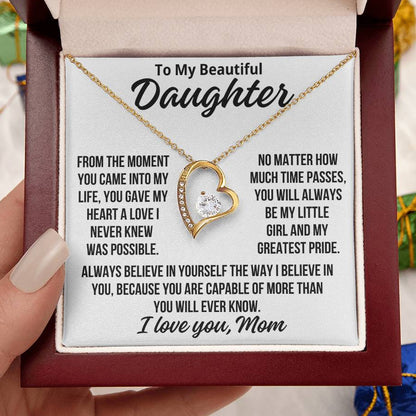 To My Daughter From Mom "A Love I Never Knew Was Possible..." Zirconia Necklace