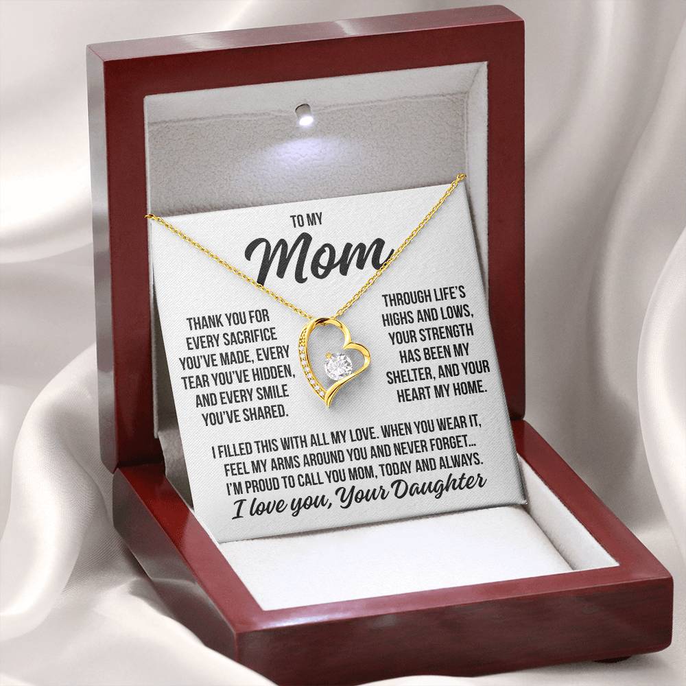 To My Mom From Daughter "Every Sacrifice..." Zirconia Necklace