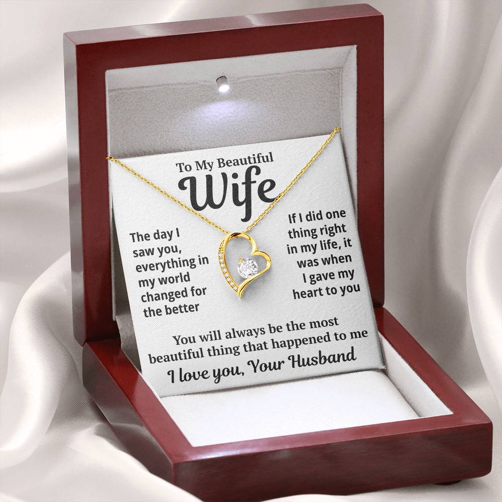 To My Wife "My World Changed For The Better..." Zirconia Necklace