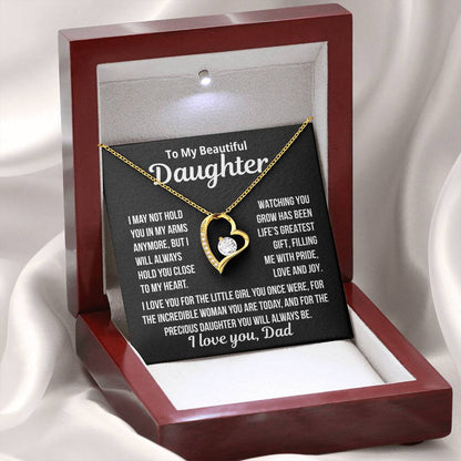 To My Daughter "Hold you close to my heart..." Zirconia Necklace
