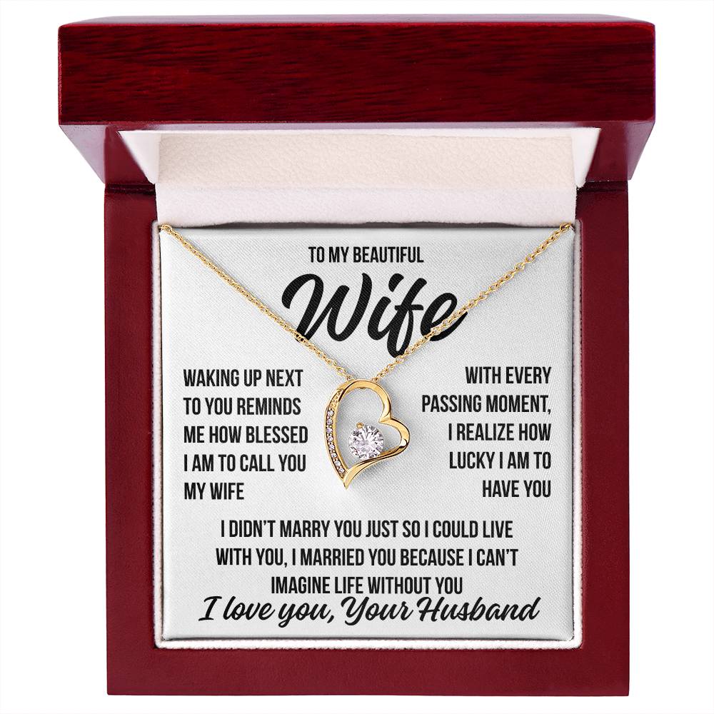 To My Wife  "Blessed To Call You My Wife..."  Zirconia Necklace