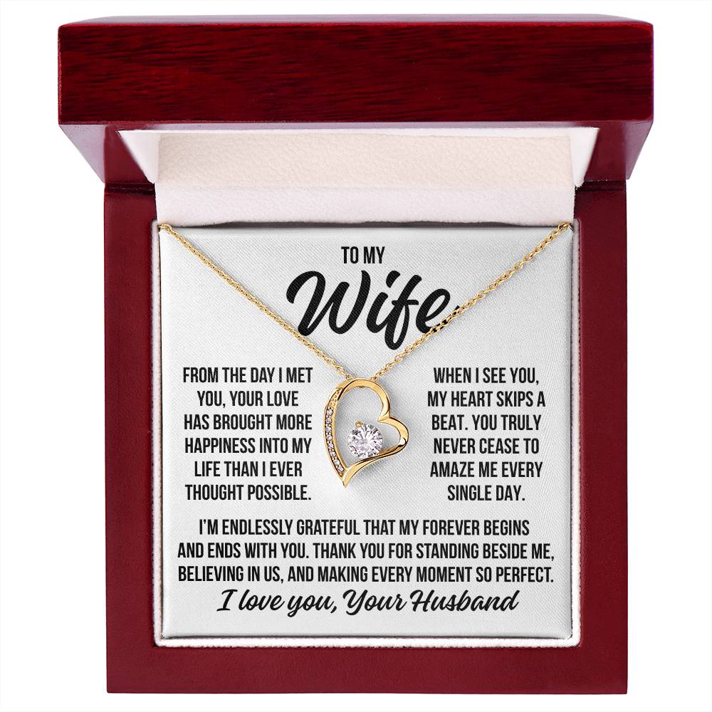 To My Wife  "Endlessly Grateful..." Zirconia Necklace