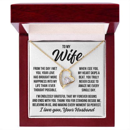 To My Wife  "Endlessly Grateful..." Zirconia Necklace