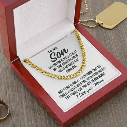 To My Son From Mom "Loving You Is My Greatest Joy.." Cuban Chain