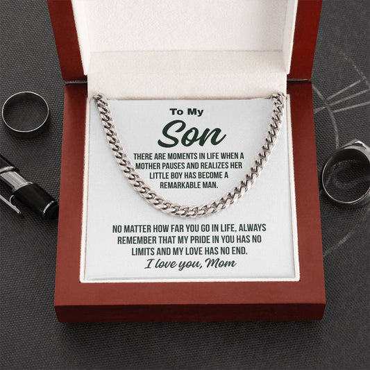 Gift To Son From Mom "A Remarkable Man.." Cuban Chain