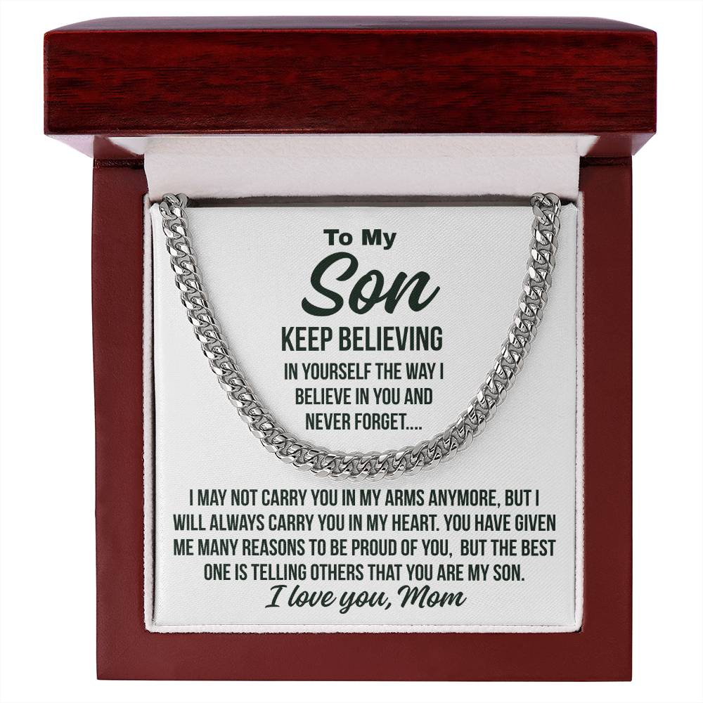To My Son From Mom "Many reasons to be proud of you.." Cuban Chain