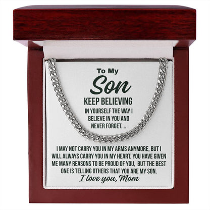 To My Son From Mom "Many reasons to be proud of you.." Cuban Chain