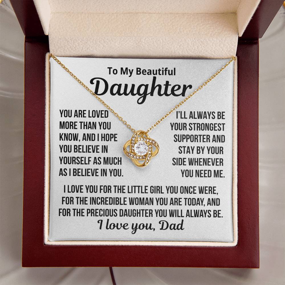 To My Daughter "You are loved more than you know..." Love Knot Necklace