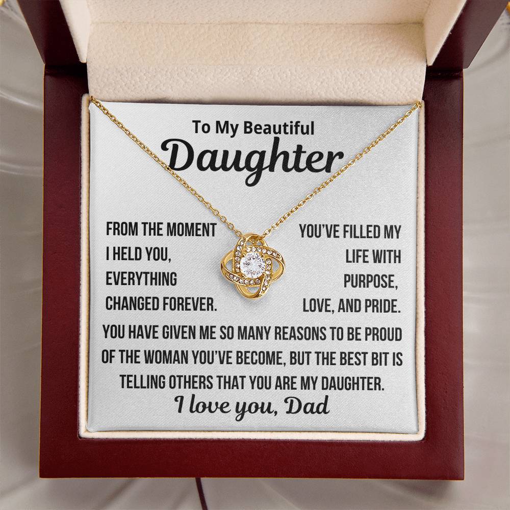 To my Daughter  "Proud Of the Woman You Have Become..." Love Knot Necklace