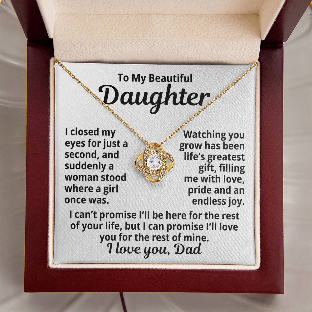 To My Daughter "Lifes Greatest Gift.." Love Knot Necklace