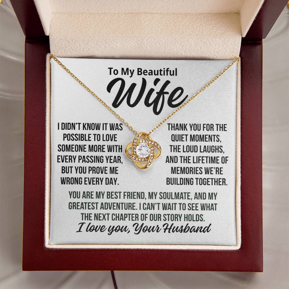 To My Wife "Lifetime Of Memories..." Love Knot Necklace
