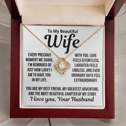 To My Wife "Love Feels Effortless..." Love Knot Necklace