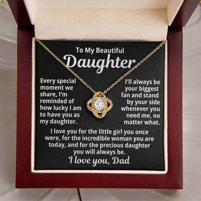 To My Daughter "Precious Daughter..." Love Knot Necklace