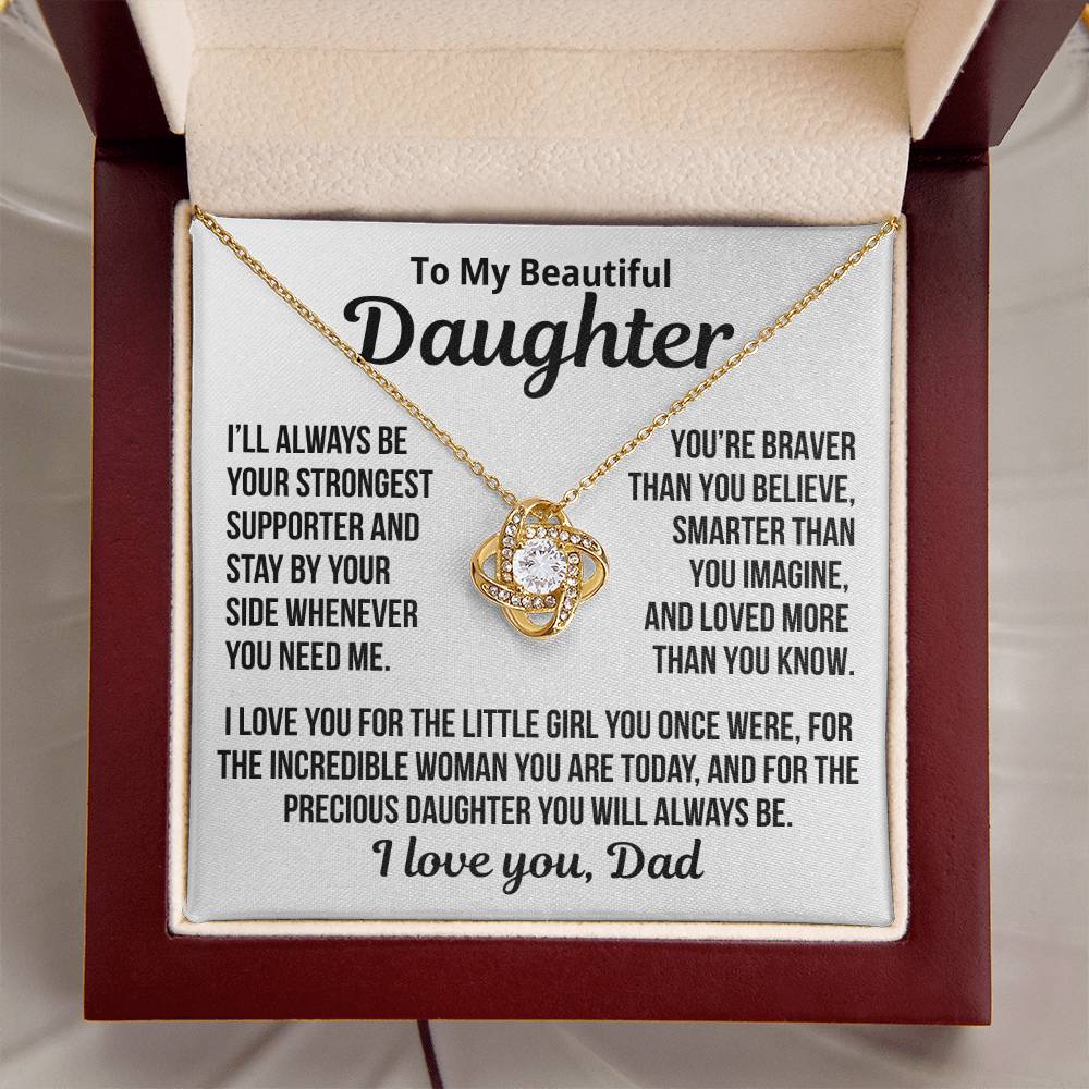 To My Daughter "Braver Than You Believe.." Love Knot Necklace
