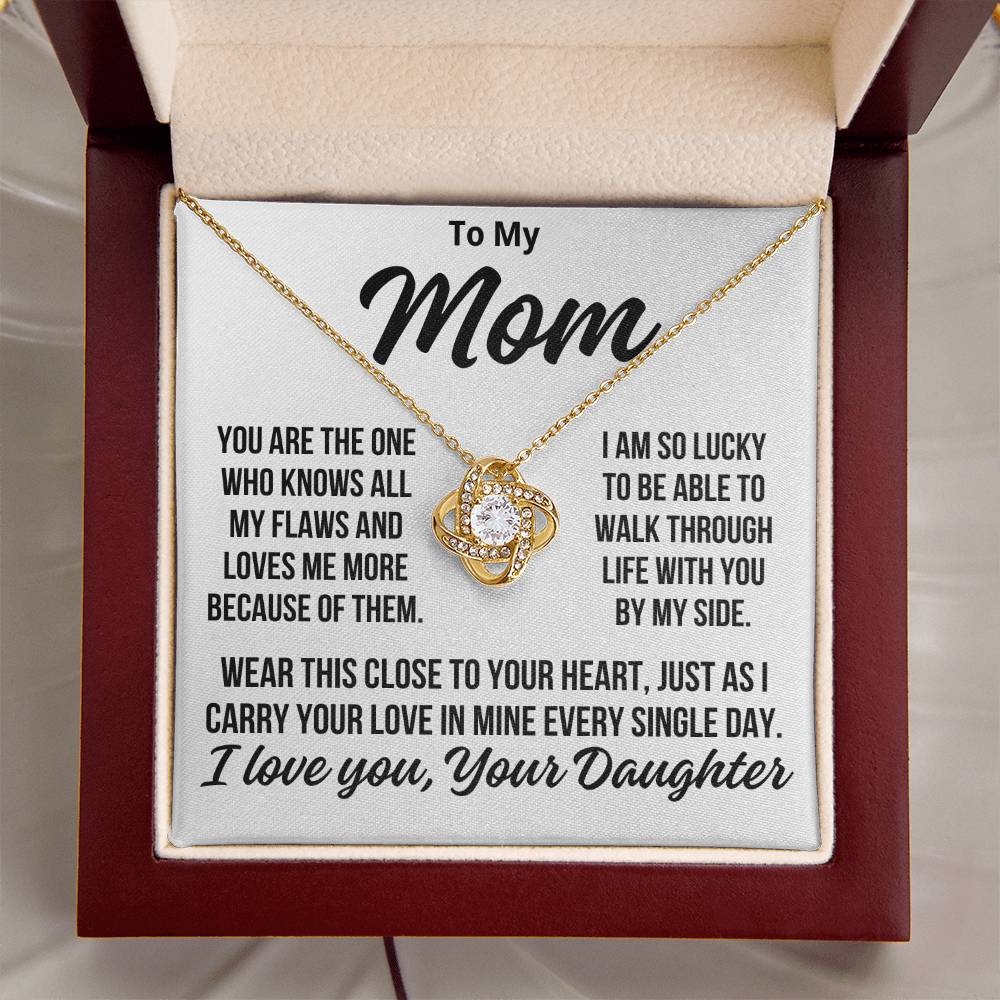 To Mom From Daughter "Wear This Close To Your Heart..." Love Knot Necklace