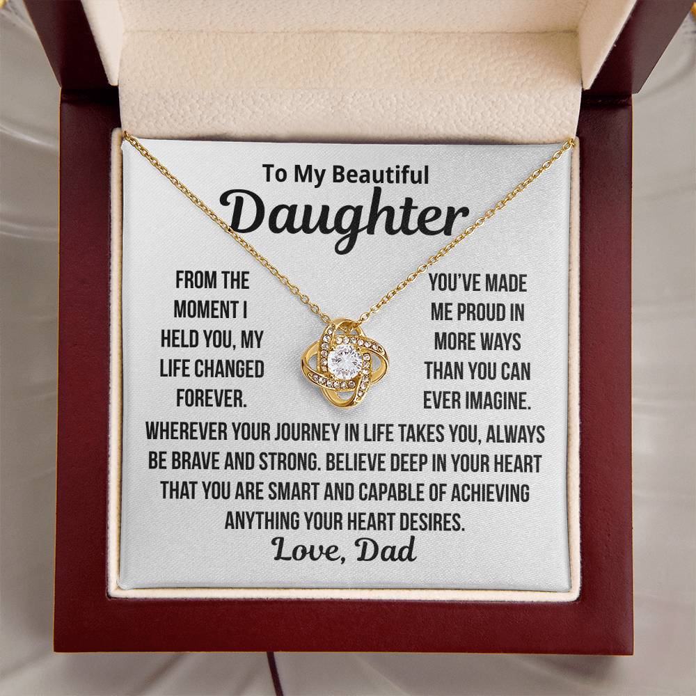 To My Daughter "Made me proud..." Love Knot Necklace