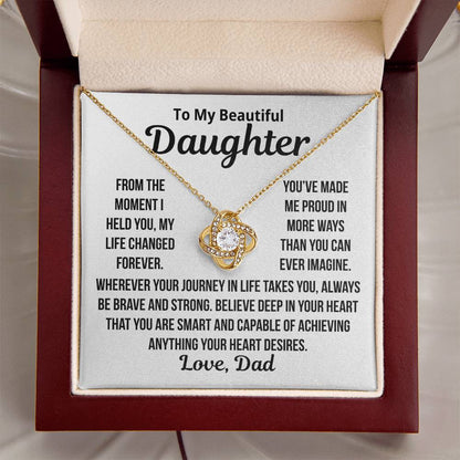 To My Daughter "Made me proud..." Love Knot Necklace