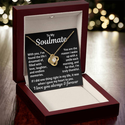 To My Soulmate  "I Give My Heart To You..."  Love Knot Necklace