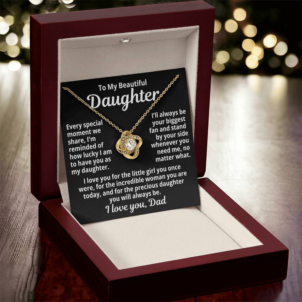 To My Daughter "Precious Daughter..." Love Knot Necklace