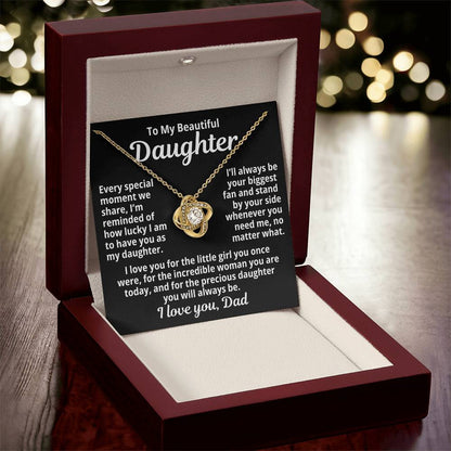 To My Daughter "Precious Daughter..." Love Knot Necklace