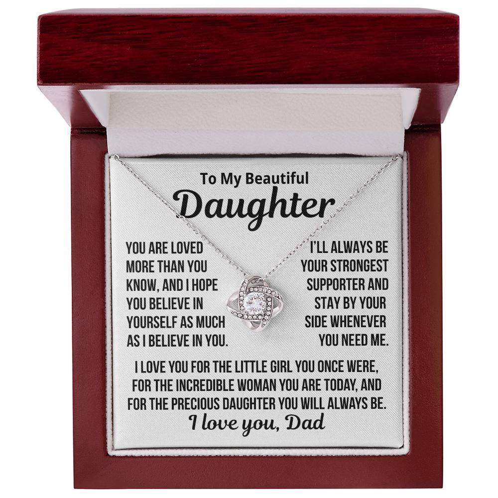 To My Daughter "You are loved more than you know..." Love Knot Necklace