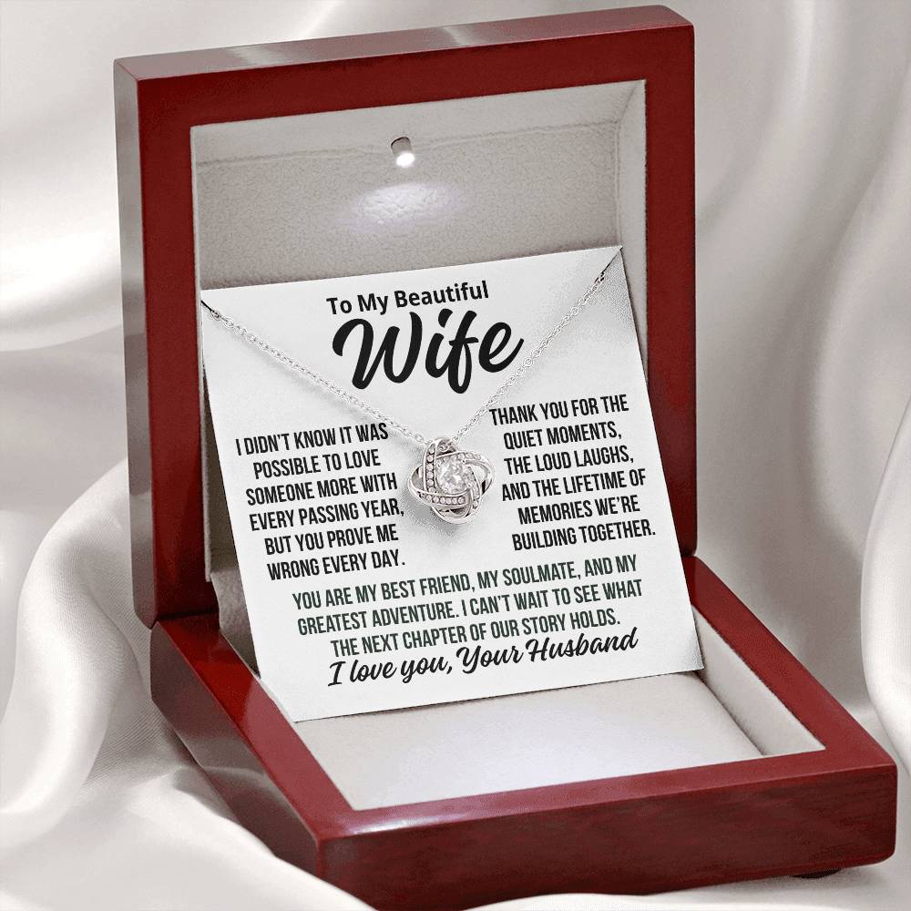 To My Wife "Lifetime Of Memories..." Love Knot Necklace