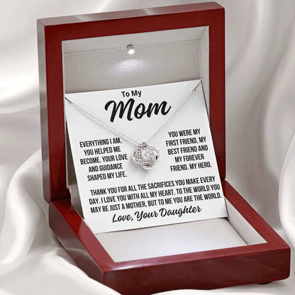 To Mom From Daughter "My Hero..." Love Knot Necklace