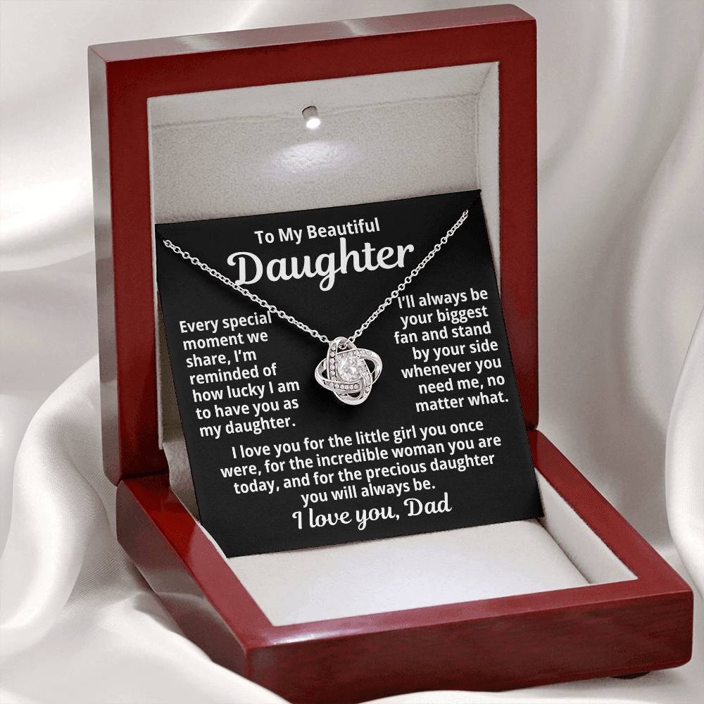 To My Daughter "Precious Daughter..." Love Knot Necklace