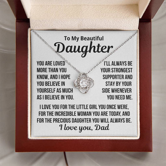 To My Daughter "You are loved more than you know..." Love Knot Necklace