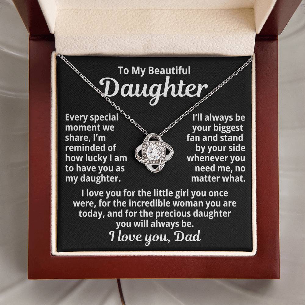 To My Daughter "Precious Daughter..." Love Knot Necklace