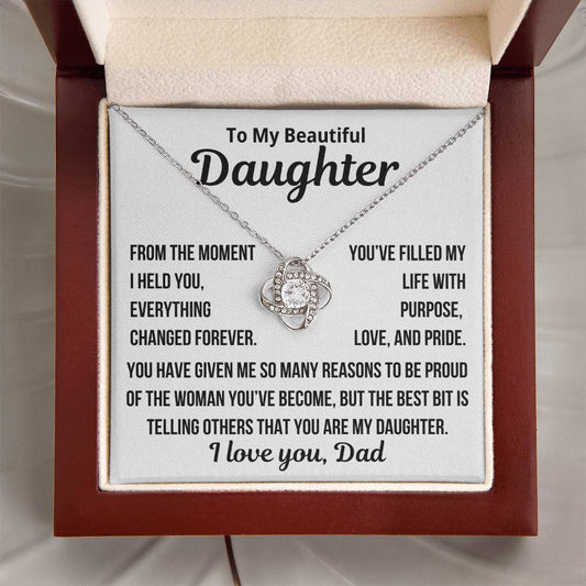 To my Daughter  "Proud Of the Woman You Have Become..." Love Knot Necklace