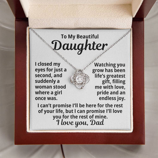 To My Daughter "Lifes Greatest Gift.." Love Knot Necklace