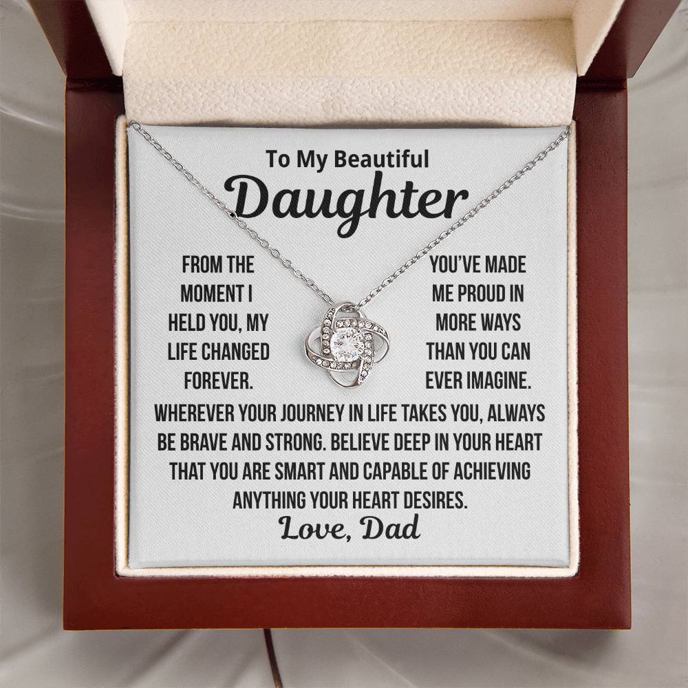 To My Daughter "Made me proud..." Love Knot Necklace