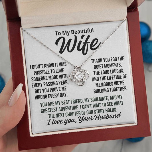 To My Wife "Lifetime Of Memories..." Love Knot Necklace