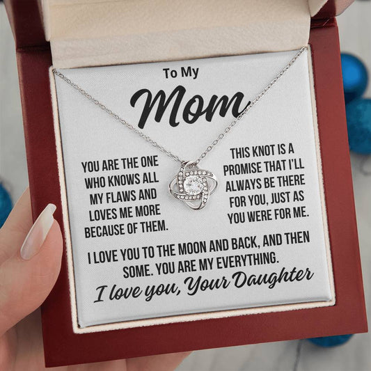 To Mom From Daughter "To The Moon and Back..." Love Knot Necklace