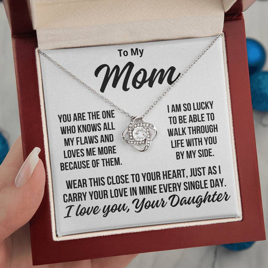 To Mom From Daughter "Wear This Close To Your Heart..." Love Knot Necklace