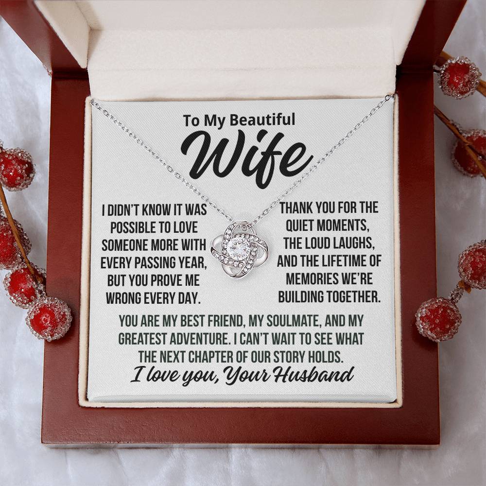 To My Wife "Lifetime Of Memories..." Love Knot Necklace